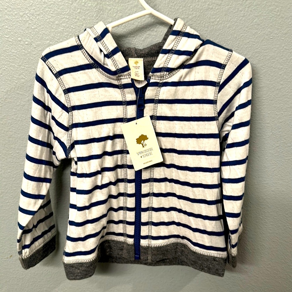 Tucker & Tate Blue and White Striped Zip-up Hooded Light Sweatshirt NWT
